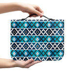 Turquoise Aztec Geometric Pattern Print Leather Bible Cover