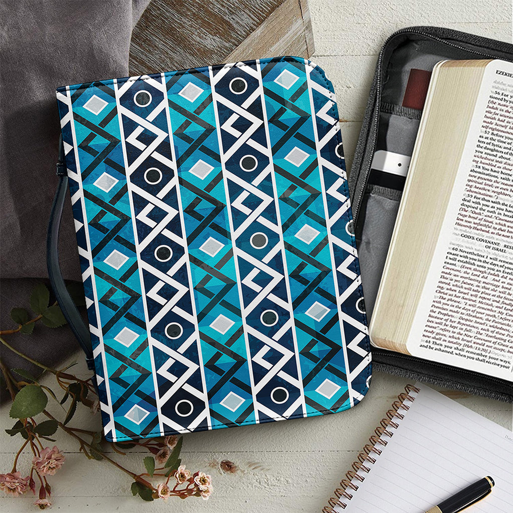 Turquoise Aztec Geometric Pattern Print Leather Bible Cover