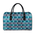 Turquoise Aztec Geometric Pattern Print Leather Duffel Bag
