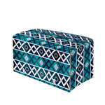 Turquoise Aztec Geometric Pattern Print Leather Tissue Box Cover