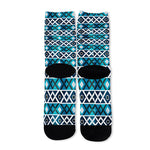 Turquoise Aztec Geometric Pattern Print Long Socks