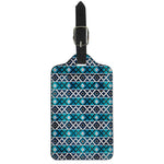 Turquoise Aztec Geometric Pattern Print Luggage Tag