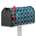 Turquoise Aztec Geometric Pattern Print Mailbox Cover
