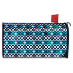 Turquoise Aztec Geometric Pattern Print Mailbox Cover