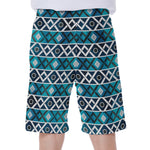 Turquoise Aztec Geometric Pattern Print Men's Beach Shorts