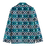 Turquoise Aztec Geometric Pattern Print Men's Blazer