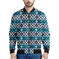 Turquoise Aztec Geometric Pattern Print Men's Bomber Jacket