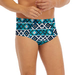 Turquoise Aztec Geometric Pattern Print Men's Briefs
