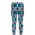 Turquoise Aztec Geometric Pattern Print Men's Leggings