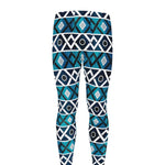 Turquoise Aztec Geometric Pattern Print Men's leggings