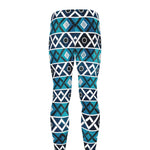 Turquoise Aztec Geometric Pattern Print Men's leggings