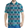 Turquoise Aztec Geometric Pattern Print Men's Polo Shirt