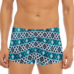 Turquoise Aztec Geometric Pattern Print Men's Short Boxer Briefs