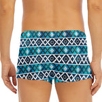 Turquoise Aztec Geometric Pattern Print Men's Short Boxer Briefs