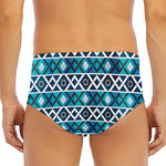 Turquoise Aztec Geometric Pattern Print Men's Triangle Swim Briefs