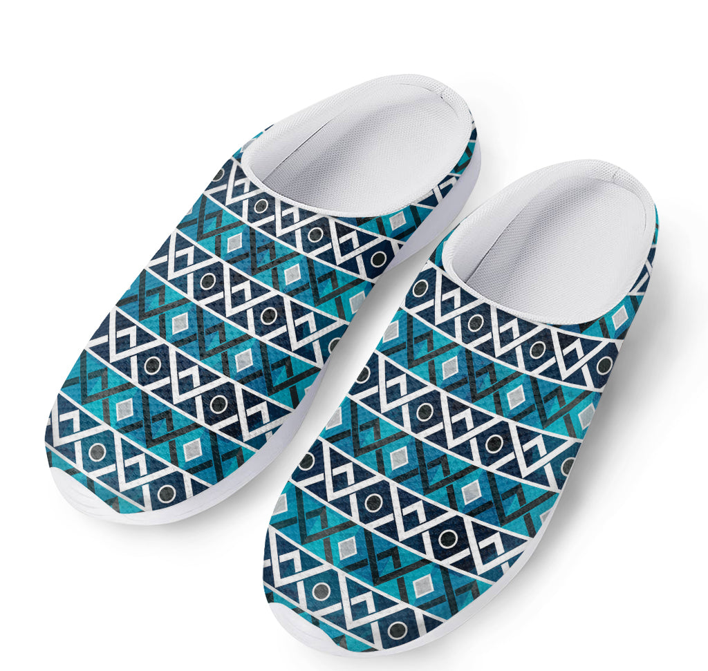 Turquoise Aztec Geometric Pattern Print Mesh Casual Shoes