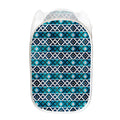 Turquoise Aztec Geometric Pattern Print Mesh Laundry Hamper