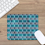 Turquoise Aztec Geometric Pattern Print Mouse Pad