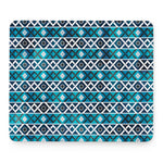 Turquoise Aztec Geometric Pattern Print Mouse Pad