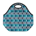 Turquoise Aztec Geometric Pattern Print Neoprene Lunch Bag