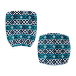 Turquoise Aztec Geometric Pattern Print Office Chair Cover