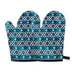 Turquoise Aztec Geometric Pattern Print Oven Mitts