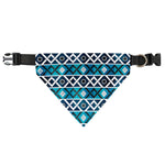 Turquoise Aztec Geometric Pattern Print Over The Collar Dog Bandana