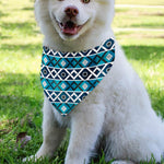 Turquoise Aztec Geometric Pattern Print Over The Collar Dog Bandana