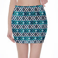 Turquoise Aztec Geometric Pattern Print Pencil Mini Skirt
