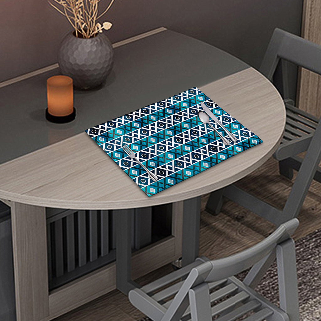 Turquoise Aztec Geometric Pattern Print Placemat
