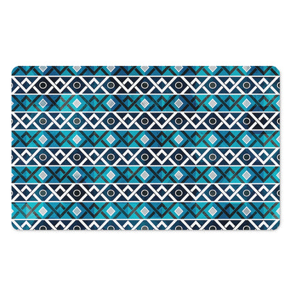 Turquoise Aztec Geometric Pattern Print Polyester Doormat
