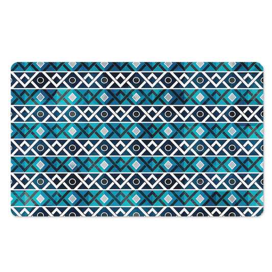 Turquoise Aztec Geometric Pattern Print Polyester Doormat
