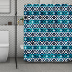 Turquoise Aztec Geometric Pattern Print Polyester Shower Curtain