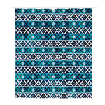 Turquoise Aztec Geometric Pattern Print Polyester Shower Curtain