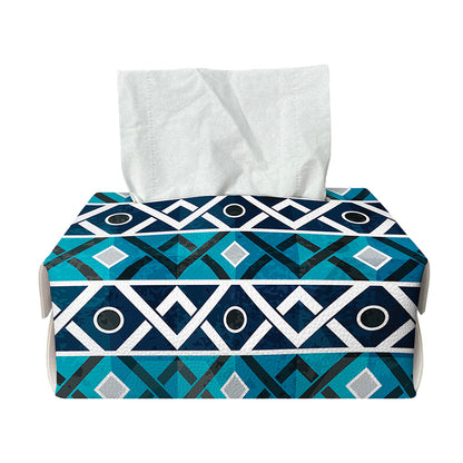 Turquoise Aztec Geometric Pattern Print Rectangle Tissue Box Cover