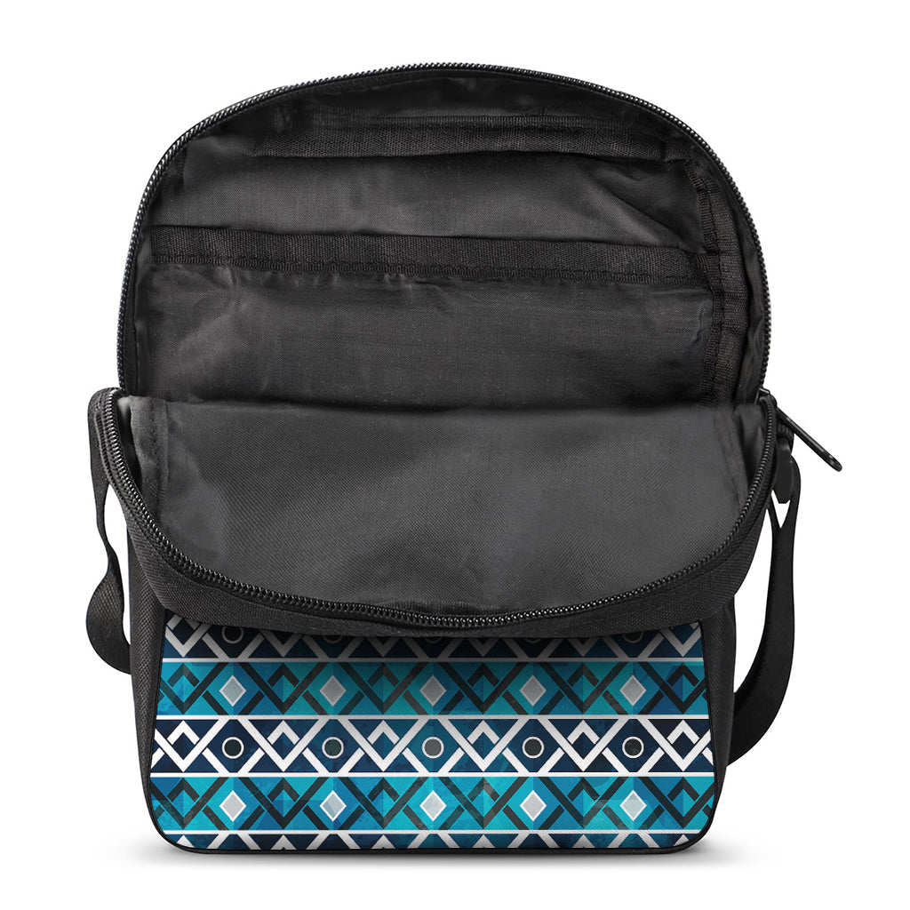 Turquoise Aztec Geometric Pattern Print Rectangular Crossbody Bag