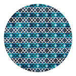 Turquoise Aztec Geometric Pattern Print Round Blanket