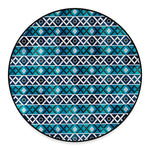 Turquoise Aztec Geometric Pattern Print Round Floor Mat