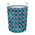Turquoise Aztec Geometric Pattern Print Round Laundry Basket