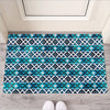 Turquoise Aztec Geometric Pattern Print Rubber Doormat