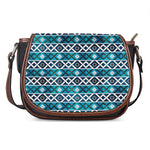 Turquoise Aztec Geometric Pattern Print Saddle Bag