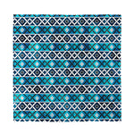 Turquoise Aztec Geometric Pattern Print Silk Bandana
