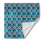 Turquoise Aztec Geometric Pattern Print Silk Bandana