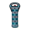 Turquoise Aztec Geometric Pattern Print Single Neoprene Wine Tote