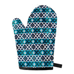Turquoise Aztec Geometric Pattern Print Single Oven Mitt