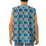 Turquoise Aztec Geometric Pattern Print Sleeveless Baseball Jersey