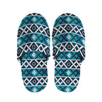 Turquoise Aztec Geometric Pattern Print Slippers