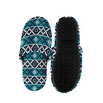 Turquoise Aztec Geometric Pattern Print Slippers