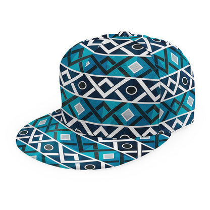Turquoise Aztec Geometric Pattern Print Snapback Cap