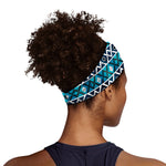 Turquoise Aztec Geometric Pattern Print Sports Headband